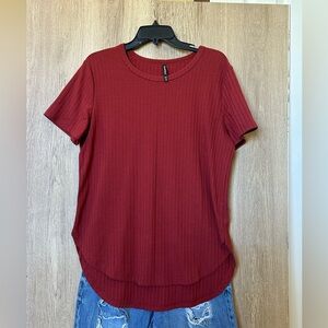 Crazy Train Red Ribbed Short Sleeve Tee